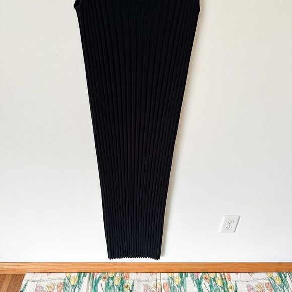 Shape FX Women’s Witchy Goth Black Vertical Ribbed Spaghetti Strap Body Con Maxi - Picture 3 of 6